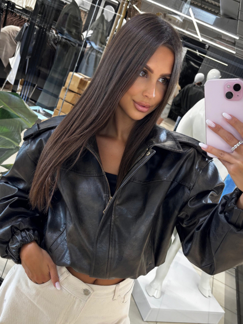 Vintage Mat eco leather jacket - black and brown