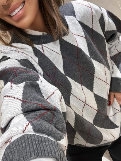 Long Sweater with decorative weave - soft ecru