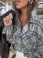 Koszula w kratę  - Niebiesko-Złoty