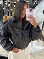 Vintage Mat eco leather jacket - black and brown