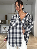 Koszula w kratę  - Grafit - Marcepan