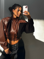 Eco leather jacket - Milk chocolate
