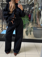 Jeansy z zakładką - Czarne