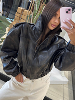 Vintage Mat eco leather jacket - black and brown