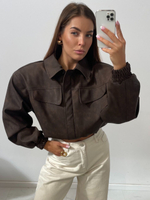 Mat eco leather jacket - Chocolate