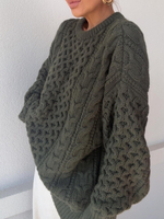 Long Sweater with decorative weave - soft ecru