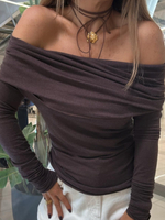 Blouse with open shoulders - Chocolate