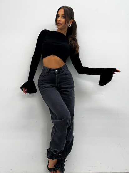 Long sleeve striped blouse - Grey