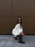 Long Sweater with decorative weave - Cream