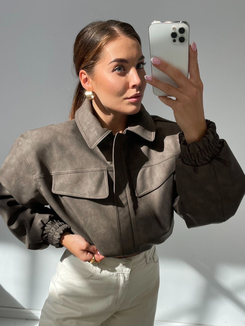 Mat eco leather jacket - Earthy