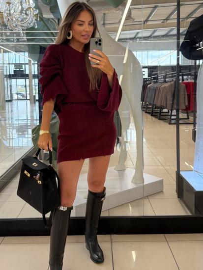 Sweater set skirt and sweater - Maroon