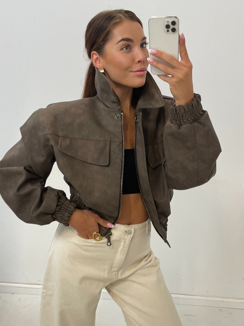 Mat eco leather jacket - Earthy