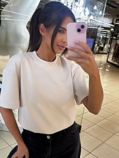 T-shirt damski basic - Beż