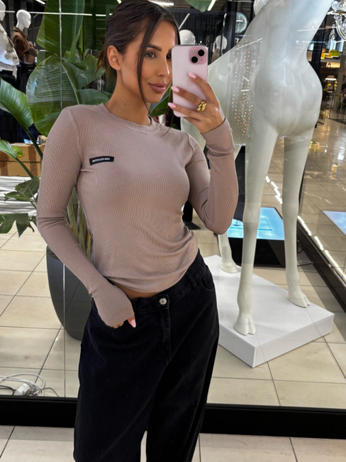 Long sleeve striped blouse - Beige