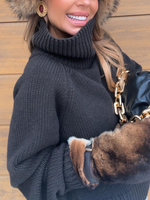 Sweter oversize z golfem - Gorzka czekolada