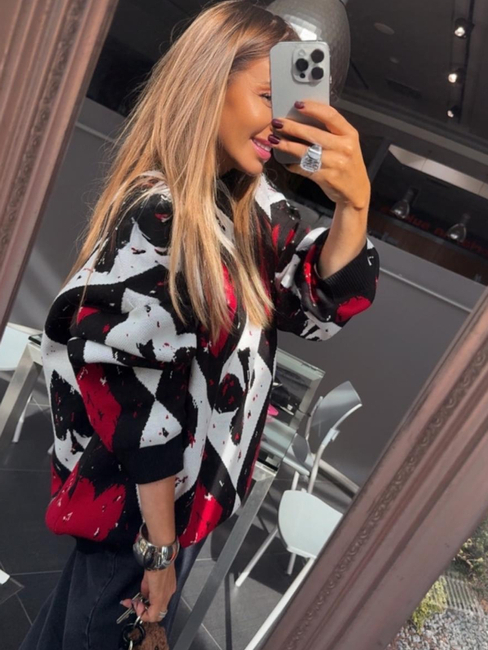 Long Sweater with decorative weave - soft ecru