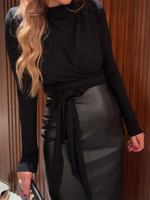 Bluzka z wiązaniem - Czarny