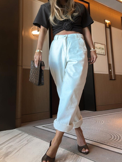 Jeansy mom fit - OFF WHITE