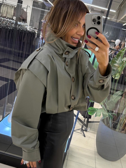 Krótki trencz - Khaki