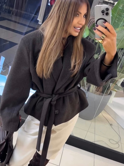 Krótki płaszcz - Czekolada